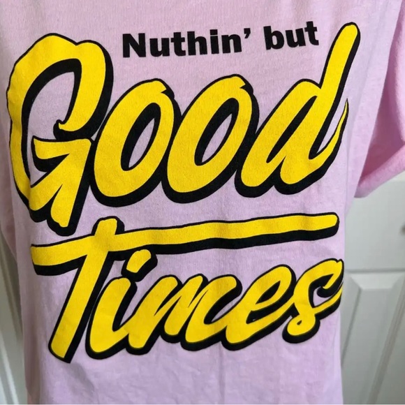 🌸 Pink & Yellow Cropped Good Times Soft Tee T-Shirt Size XL - Picture 3 of 7